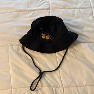 Black Bucket Hat with DIY Butterfly Design